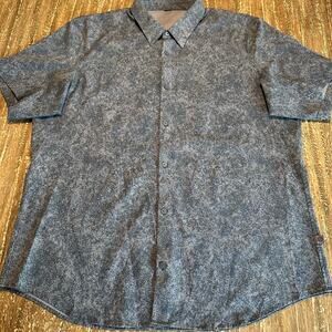 Lululemon Short Sleeve Buton Down Collar Shirt Blue Gray Hawaiian Men’s Size XXL